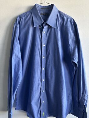 Nordstrom Rack Mens Trim Fit Dress Shirt Blue 16.5 36 37 Business Office